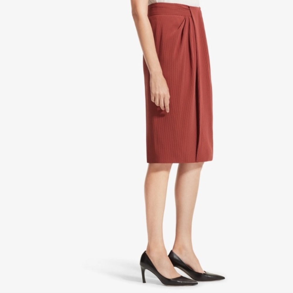• MM LAFLEUR • Lenox 2.0 Silk Blend Geometric Draped MIDI Skirt SZ: 8